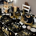 thumbnail image 4 of 61 Pcs Mr Onederful Birthday Decorations - Black Gold Birthday Plates, Napkins, and Tablecloth First Birthday Decorations Tableware for Baby Shower 1st Birthday Boy Decorations, Serve 20 Guests, 4 of 6
