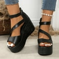 thumbnail image 2 of Mostsola Sandals for Women 2025 Platform Wedges Heels Trendy Strappy Pumps Shoes with Zipper, 2 of 8