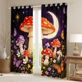 thumbnail image 2 of Homewish Lovely Botanical Mushrooms Blackout Curtains,Moon Stars Butterfly Curtains Pack of 2 (42x84 Each),Black Orange, 2 of 6