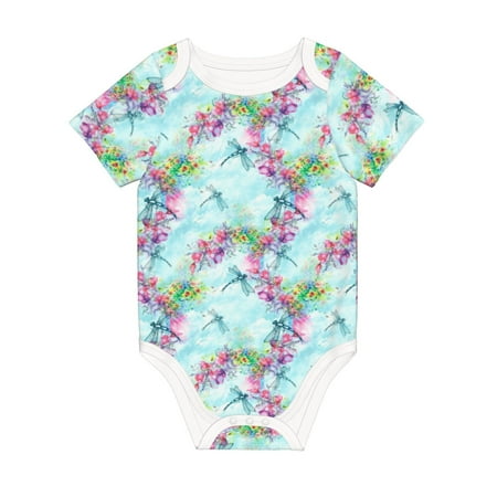 

Matuu Dragonfly Floral for Baby Short-Sleeve Bodysuit Soft Cotton Comfortable and Breathable Perfect for Newborns and Infants