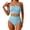 Blue, variant on Women's Strapless Bandeau Bikini Set, High Waist Ruched Textured Two Piece Swimwear for Beach & Pool