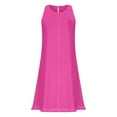 thumbnail image 5 of UPPADA Summer Dress for Women Cotton Linen Crew Neck Solid Basic T-Shirts Dress Casual Sleeveless Midi Dresses with Pocket Pleated Swing Tank Sundress Hot Pink,M, 5 of 6