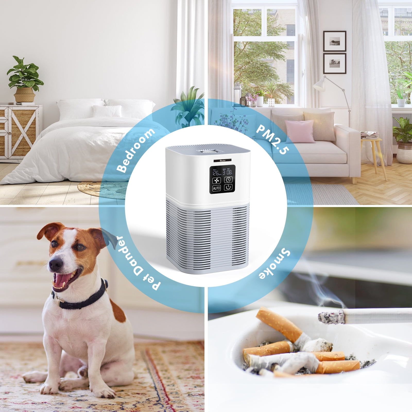 Home Air Purifier,Coverage up to 600 sq.ft, H13 True HEPA Filter, Fragrance Sponge, 6 Timers, Quiet Operation - Ideal for Pets, Dander, Odor, Dust, Smoke, Pollen
