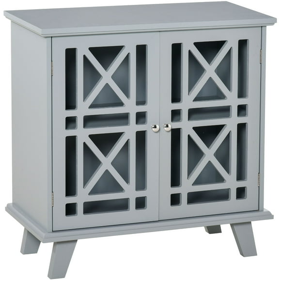 HOMCOM Storage Cabinet with Fretwork Doors Shelf Modern Sideboard Buffet