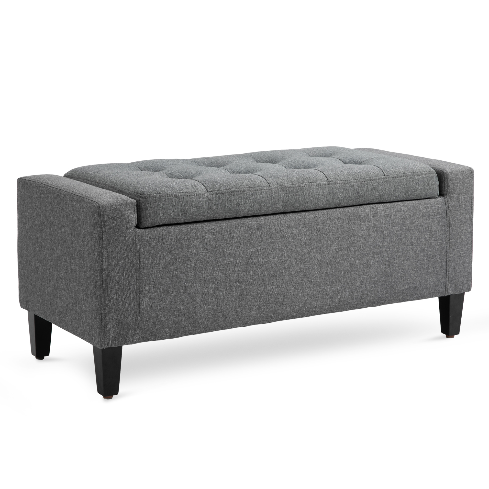 Homcom Storage Ottoman, Linen Upholstered, Gray photo 2