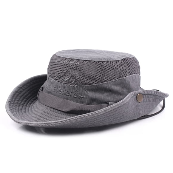 KeepSa Sombrero para el Sol para Hombres, Bordado de algodón, Verano, protección Solar al Aire Libre, Sombrero de Cubo de ala Ancha, Sombrero Plegable Safari Boonie