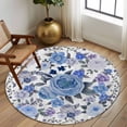 thumbnail image 2 of Round Rugs 5 Ft, Boho Blue Flower Non Slip Area Rugs for Kitchen Bedroom Entryway, Spring Watercolor Country Floral Plant Washable Carpet Runner Rug Floor Mats for Bedroom Home Decor, 2 of 8