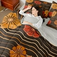 thumbnail image 4 of Feelyou Retro Cherry Blossoms Twin Bedding Sets 7-Piece, Tokyo Flower Floral Bedding Comforter Set, Fashion Stripes Waves Reversible Sheet Sets, Ultra Soft Bedroom Decor, 4 of 8