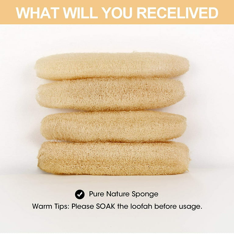 Natural Organic Loofah Sponges Large Exfoliating Shower Bath Loofah Luffa Loofa Body Scrubbers Sponges for Spa Beauty Bath and Radiant Skin, Pack