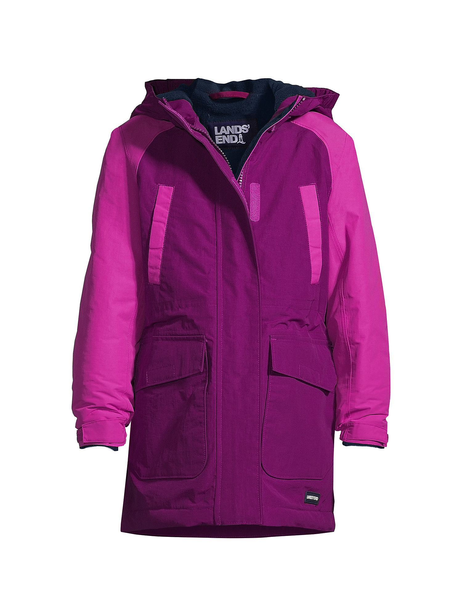 Lands' End Girls Squall Fleece Lined Waterproof Insulated Winter Parka large Verbena/Fuchsia
