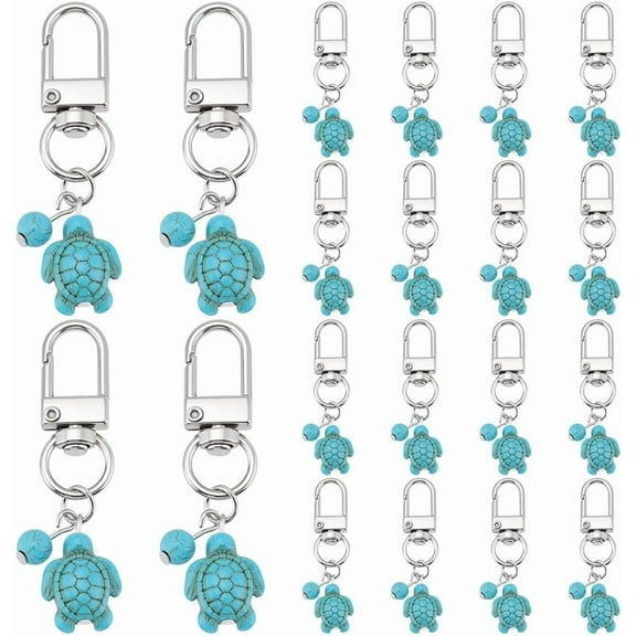 20 Pcs Sea Turtle Turquoise Pendant Decration Keychain Ocean-Themed Turtle Bag Charms for Purse Car Keychain Keyring Purse Decorations