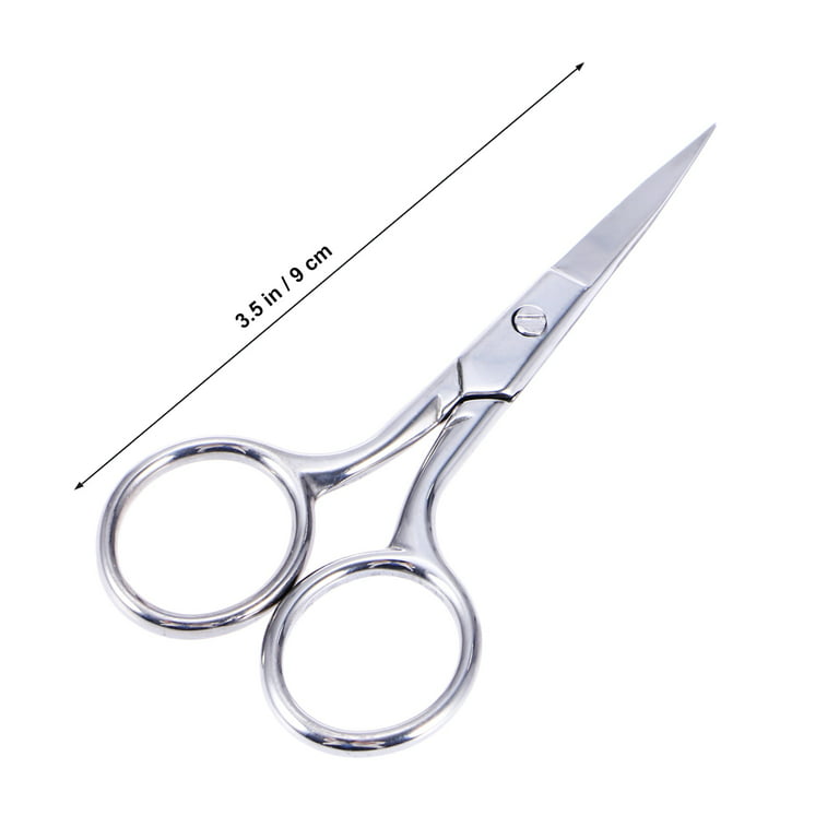 Facial Hair Small Grooming Scissors for Eyebrow, Nose Hair, Mustache, Beard, Eyelashes, Stainless Steel Hair Cutting Scissor, Size: 9.5, Silver