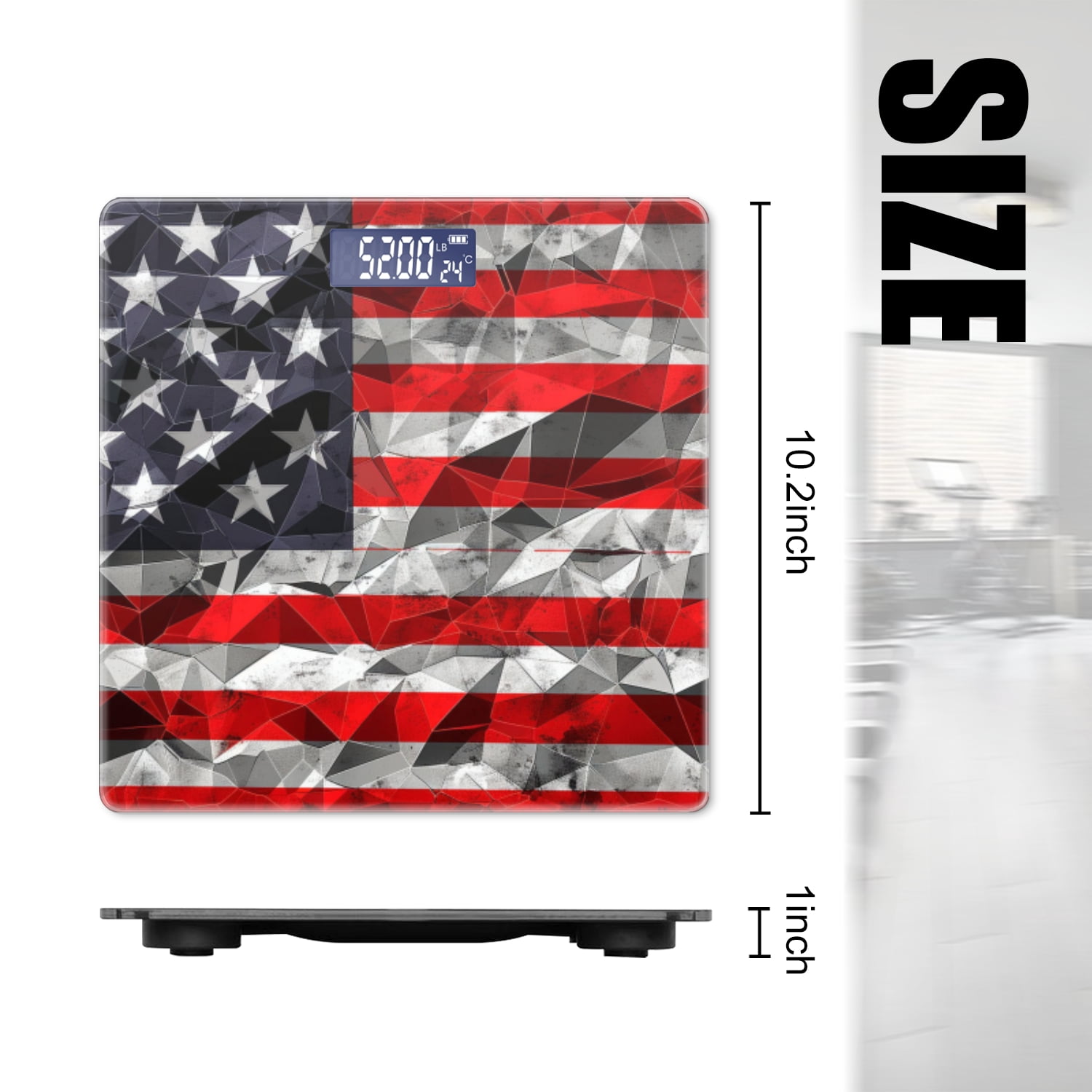 Bathroom Scale, Highly Accurate Digital Body Scale,Precisely Measures Weight up to 400 lbs-Abstract American Flag