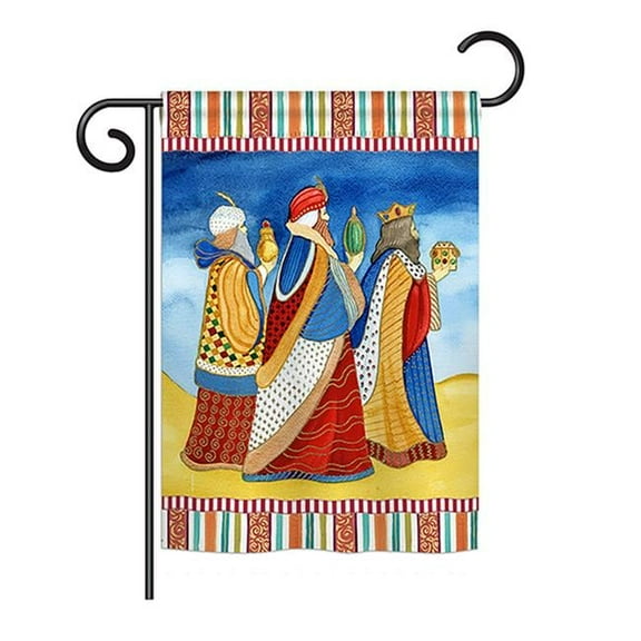 Breeze Decor BD-NT-G-114212-IP-BO-DS02-US 13 x 18.5 in. Seasonal Nativity Impressions Decorative Vertical Garden Flag - Three Wise Men Winter
