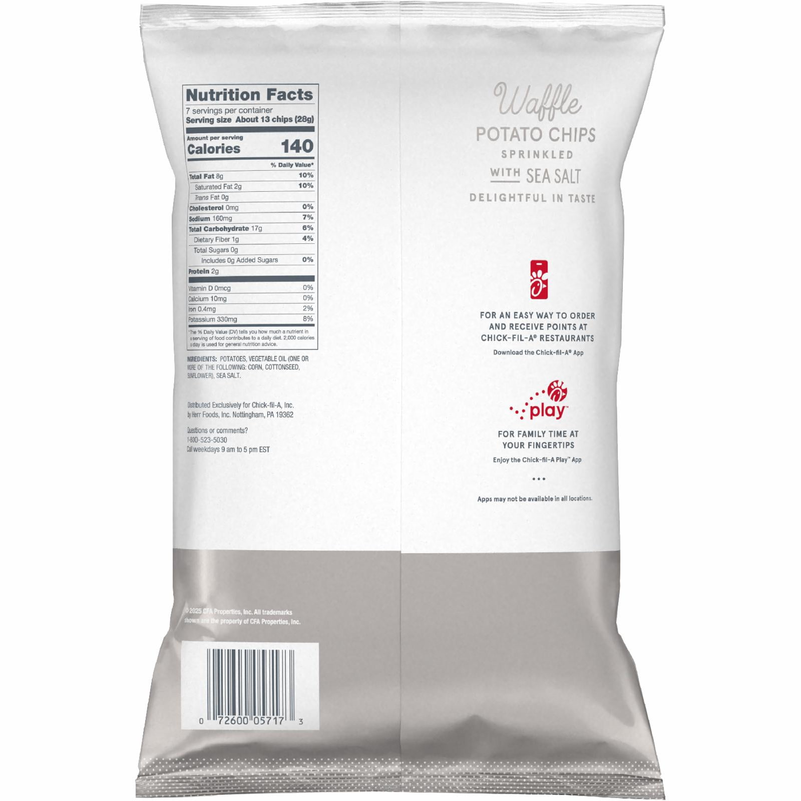 Chick-fil-A Sea Salt Waffle Potato Chips 7oz