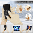 thumbnail image 3 of 3 PCS Winter Heated Scarf Beanie Hat Touchscreen Gloves Set for Men and Women, USB Rechargeable 5000mAh Battery Neck Warmer 3 Temperature Settings (Beige), 3 of 7