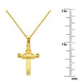 thumbnail image 4 of Precious Stars 14K Yellow Solid Gold Fancy Claddagh Cross Unisex Religious Pendant with 24" Chain Necklace, 4 of 7