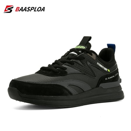 

Baasploa New Men s Lightweight Non-slip Sneakers Casual Comfortable Lace Up Casual Leather Sneakers
