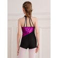 thumbnail image 3 of Yruioon Kids Girls Sequin Dance Rhythmic Gymnastics Leotard Halter Neck Sleeveless Skating Jumpsuit Hot Pink 6, 3 of 6