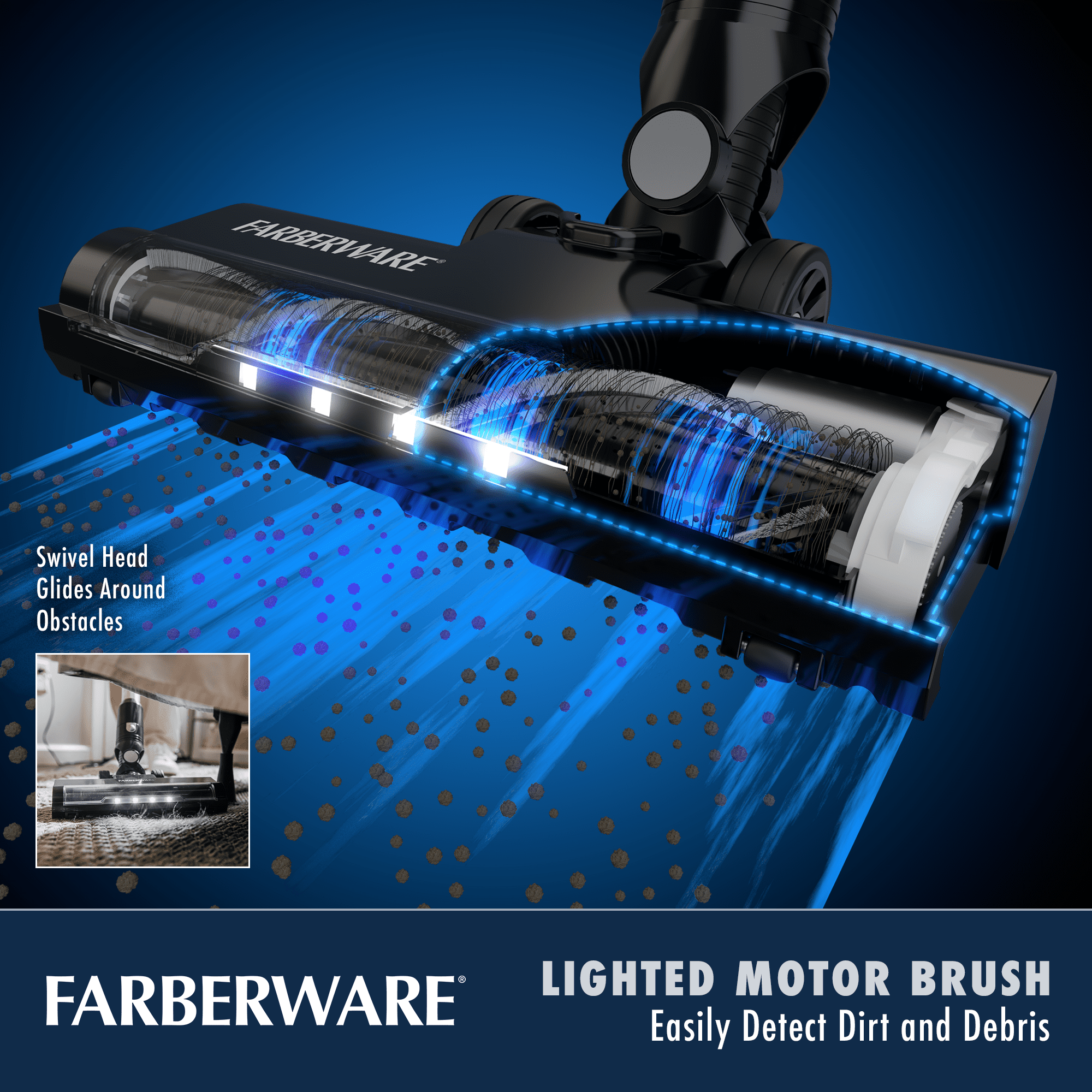 Farberware Classic Stick Vacuum Cleaner, Powerful Suction and Lighted Motor Brush for Carpet and Hard Floors