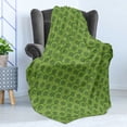 thumbnail image 4 of Mandala Soft Flannel Fleece Throw Blanket, Floral Circles Overlapping Symmetrical Design Curlicues Swirls Leaves, Cozy Plush for Indoor and Outdoor Use, 50" x 70", Green Yellow, by Ambesonne, 4 of 5