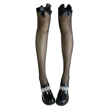 Silk Thigh High Stocking for Women Lace Silicone Socks Satin Bow Top  Stocking 