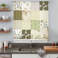 thumbnail image 5 of Spring Floral Sheer Curtains 45 Inches Long, Yellow Flowers Botanical Patchwork Grid Bohemia Light Filering Curtains, Breathable Simi Curtain Privacy Drapes for Kitchen Bathroom Window Treatment, 5 of 9