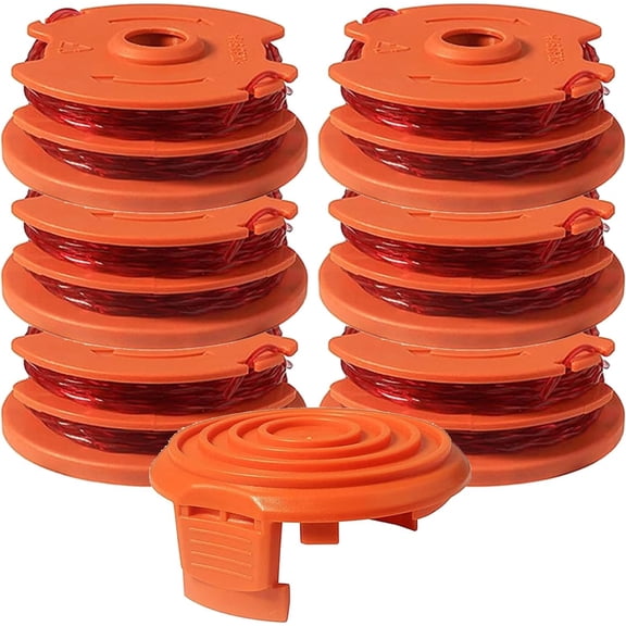 OWNTIDE WA0007 Spool & Cap for Worx WG105-WG183 Trimmers, 6 Spools 16ft 0.065" Line, 1 Cap - Auto-Feed Edger Refills, 7-Pack