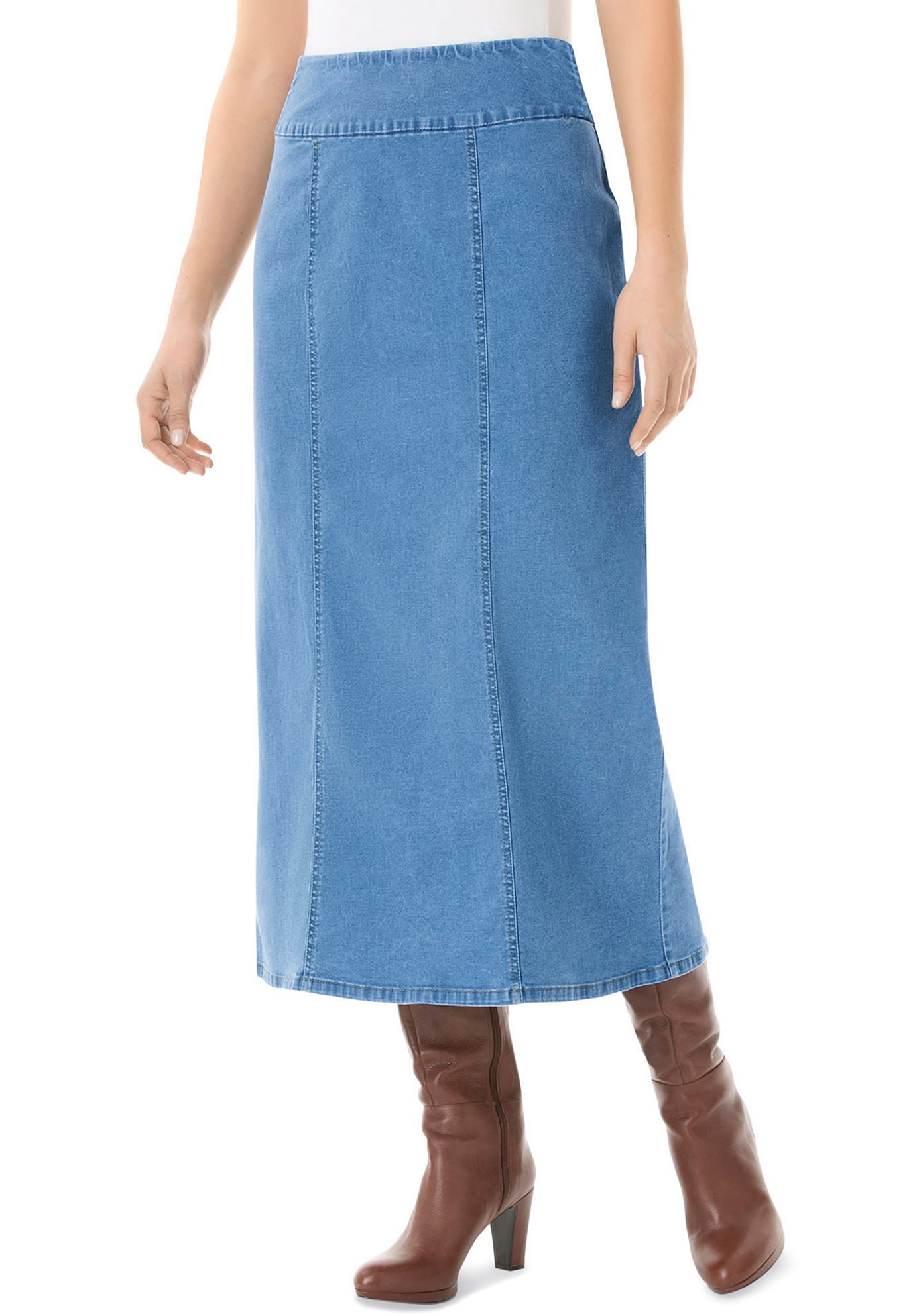 Woman Within Women's Plus Size FlexFit PullOn Denim Skirt Skirt