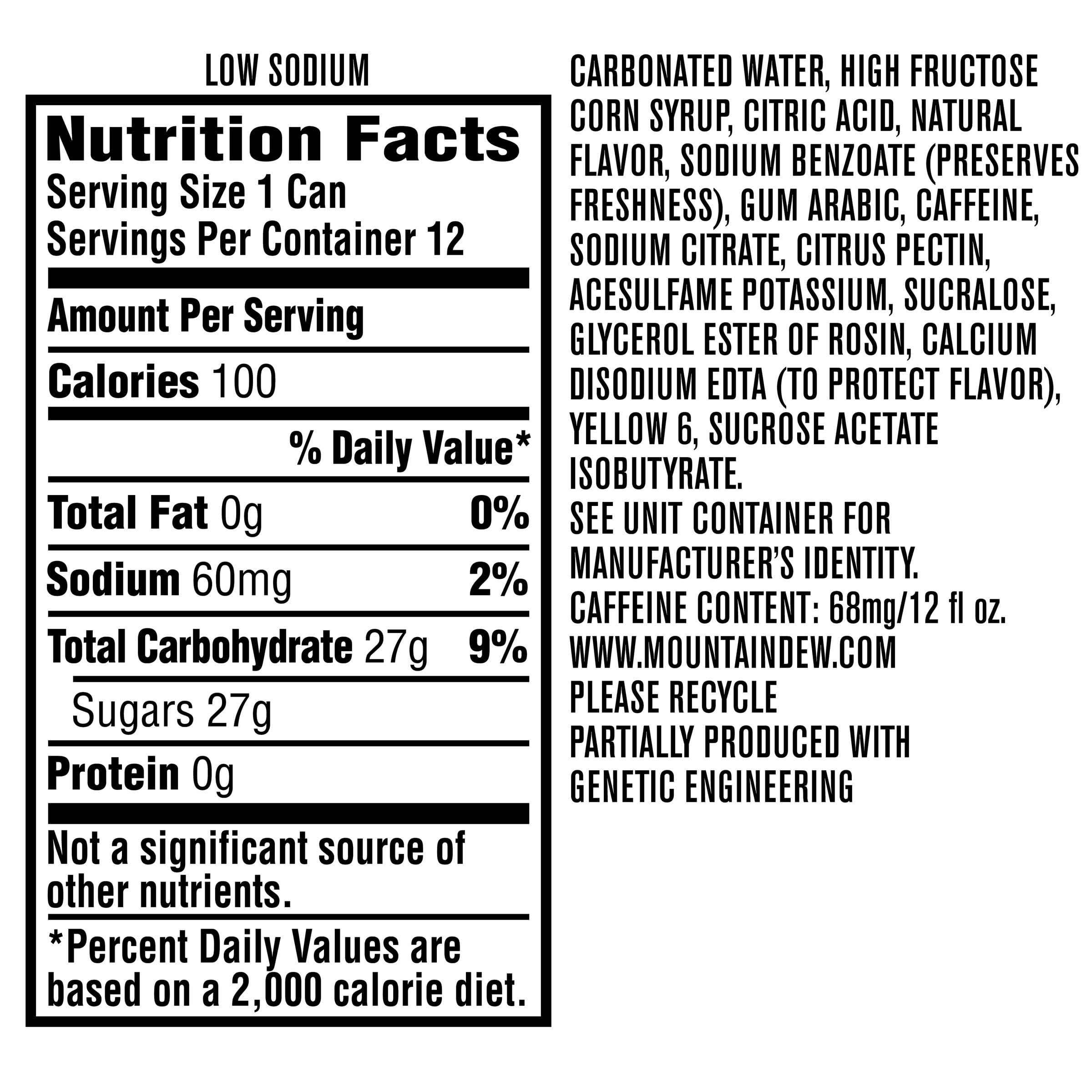 hard mountain dew nutrition hard mountain dew nutrition