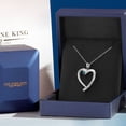 thumbnail image 5 of Gem Stone King 925 Sterling Silver Blue Diamond and White Moissanite Heart Pendant Necklace for Women | 0.17 Cttw | Gemstone April Birthstone | Round 3.5MM | With 18 inch Chain, 5 of 6
