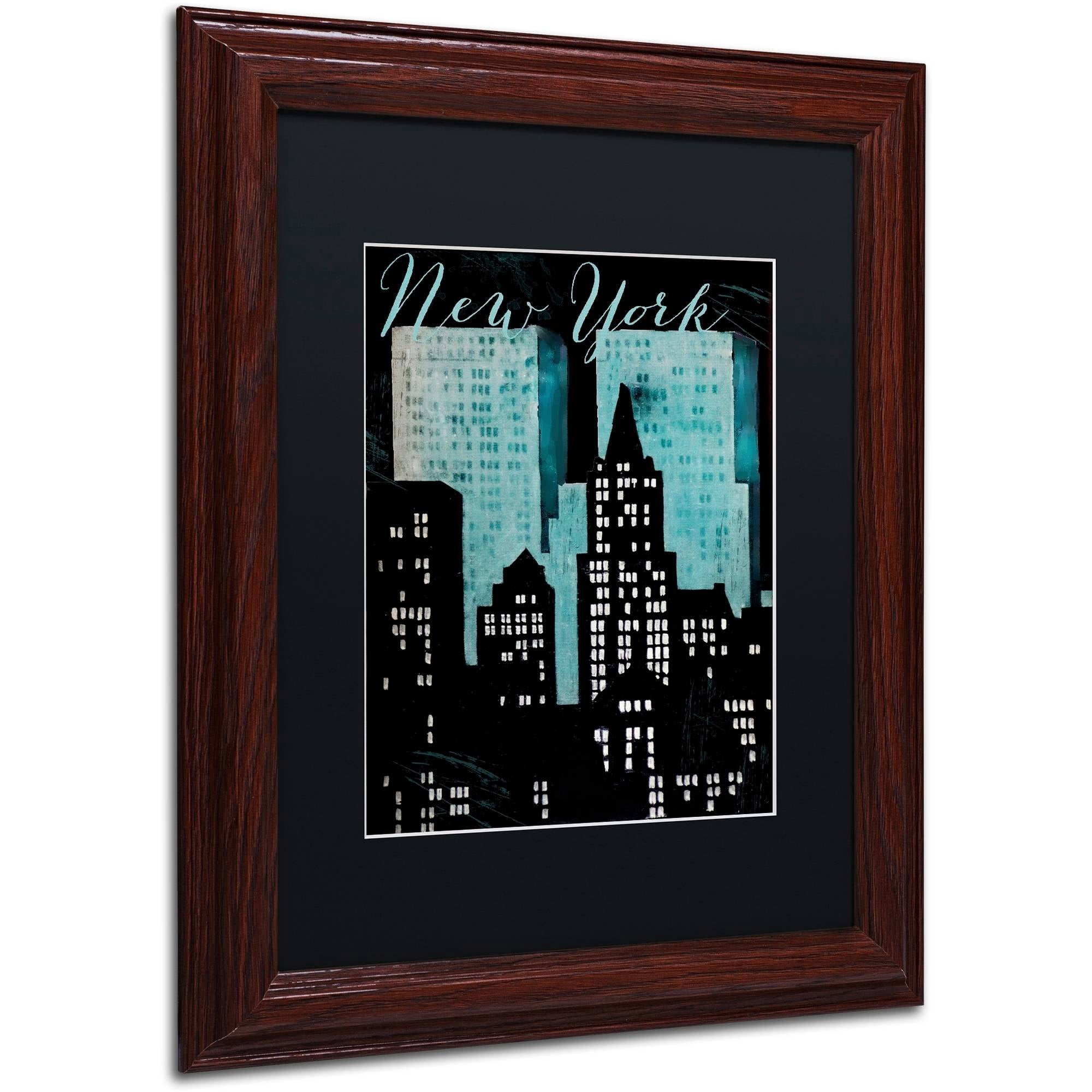 Trademark Fine Art "Retro Cities I" Canvas Art by Color Bakery Black Matte, Wood Frame
