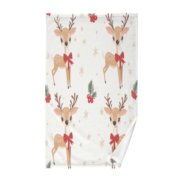 Pure Cotton Face Towel 16x28 Inches Hand Towel Bath Towel Hand Bath Towels Soft Good Water Absorption for Washing Face Wiping Face Four Little Christmas Deer