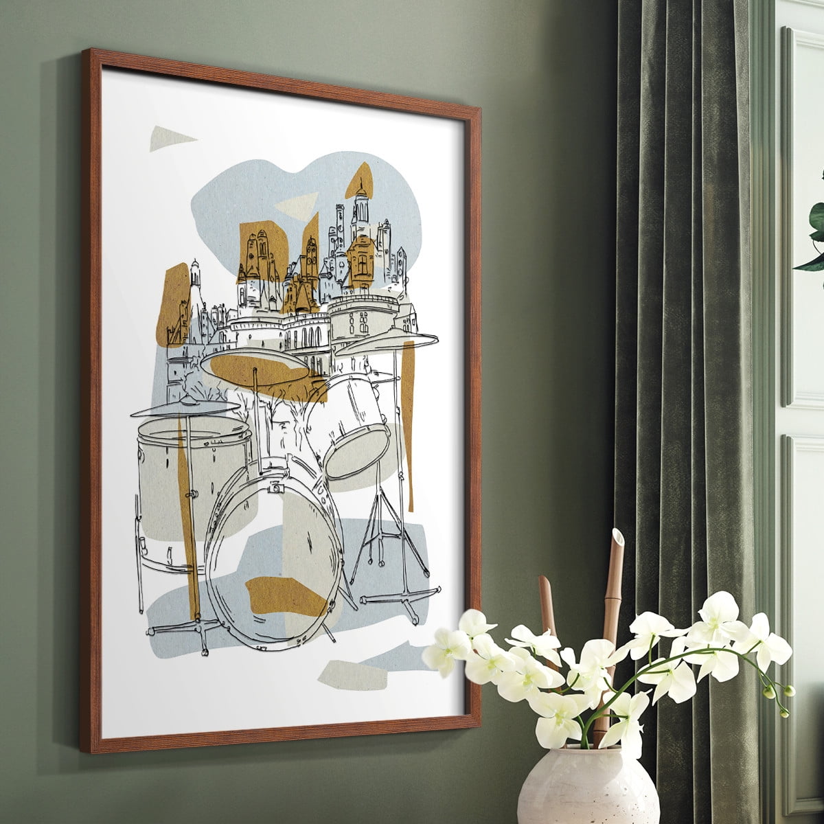 Rehearsal IV Framed Print in Brown Solid Wood Framed Print No Nail Hanging