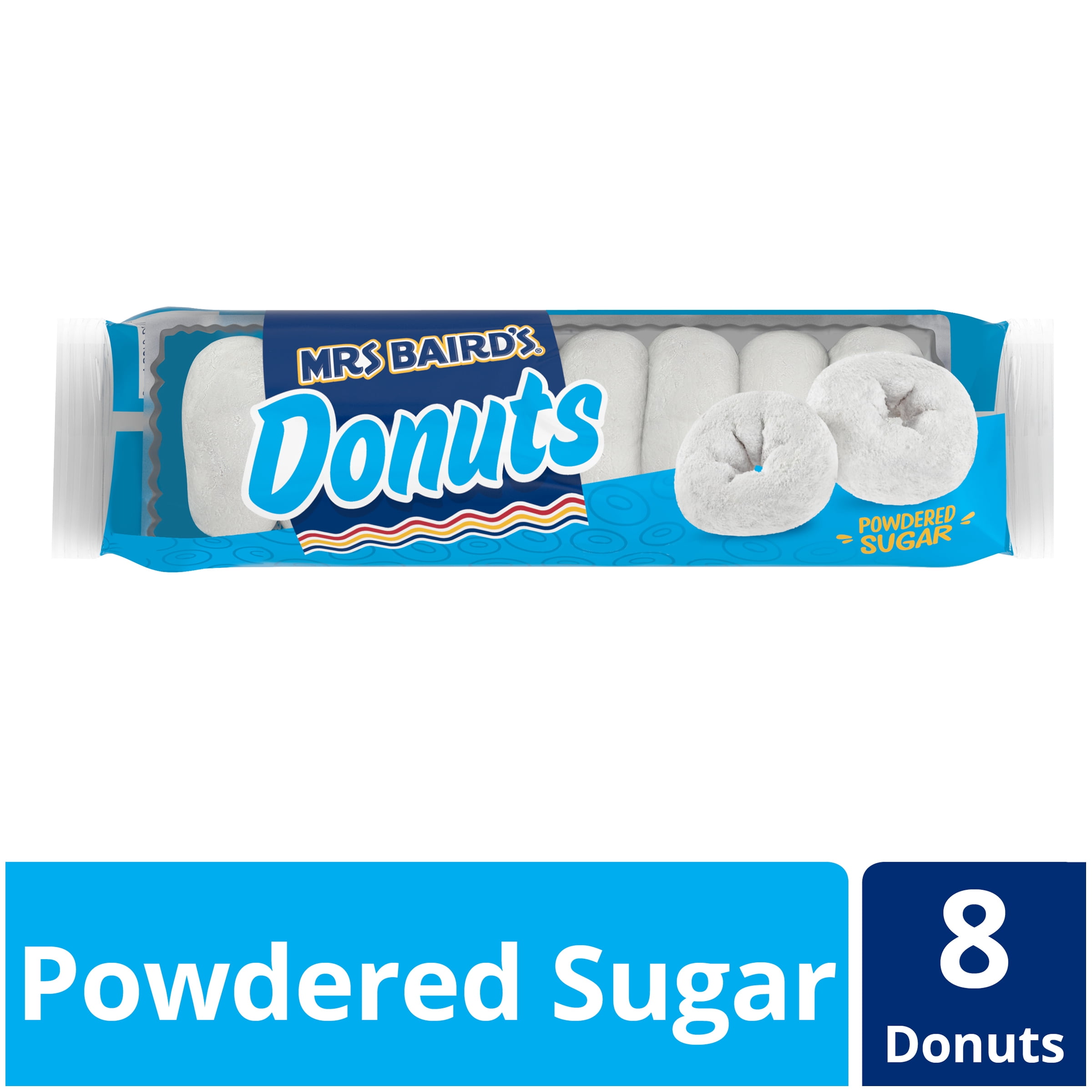 Mrs Baird's Powdered  Sugar Donuts, 8 count, 4 oz (Snack Single)