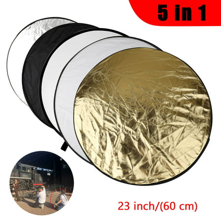 EEEKit Professional 23-Inch 60CM Portable 5 in 1 Translucent, Silver, Gold, White, and Black Collapsible Round Multi Disc Light Reflector for Studio or any Photography Situation with Carrying