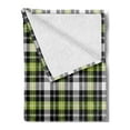 thumbnail image 2 of Abstract Soft Flannel Fleece Blanket, Square Shaped Horizontal and Vertical Lines Geometric Style Art Print, Cozy Plush for Indoor and Outdoor Use, 60" x 80", Black Grey Lime Green, by Ambesonne, 2 of 5