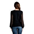 thumbnail image 3 of On Trend Women's V Neck Shirt Draped with Chiffon Long Sleeved Blouse, 3 of 3