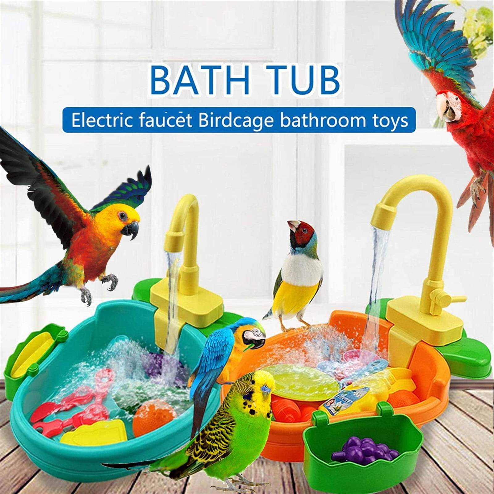 Bird Automatic Bathing Accessory for Parrot Toys and Pet Birds – Bird Bathing Station for Hygienic Care and Preening, 38 cm, As show