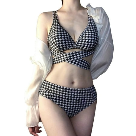 Sngxgn Women s High Waisted Bikini Swimsuit Drawstring Tie Side Bottom Two Piece Bathing Suit(Black One Size)