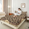 thumbnail image 4 of Manfei Brown Cheetah Print Full Size Sheets, Bohemian Damask Bed Sheets, Chic Leopard Print Sheet Sets, Breathable Home Decor4 Pieces, 4 of 7