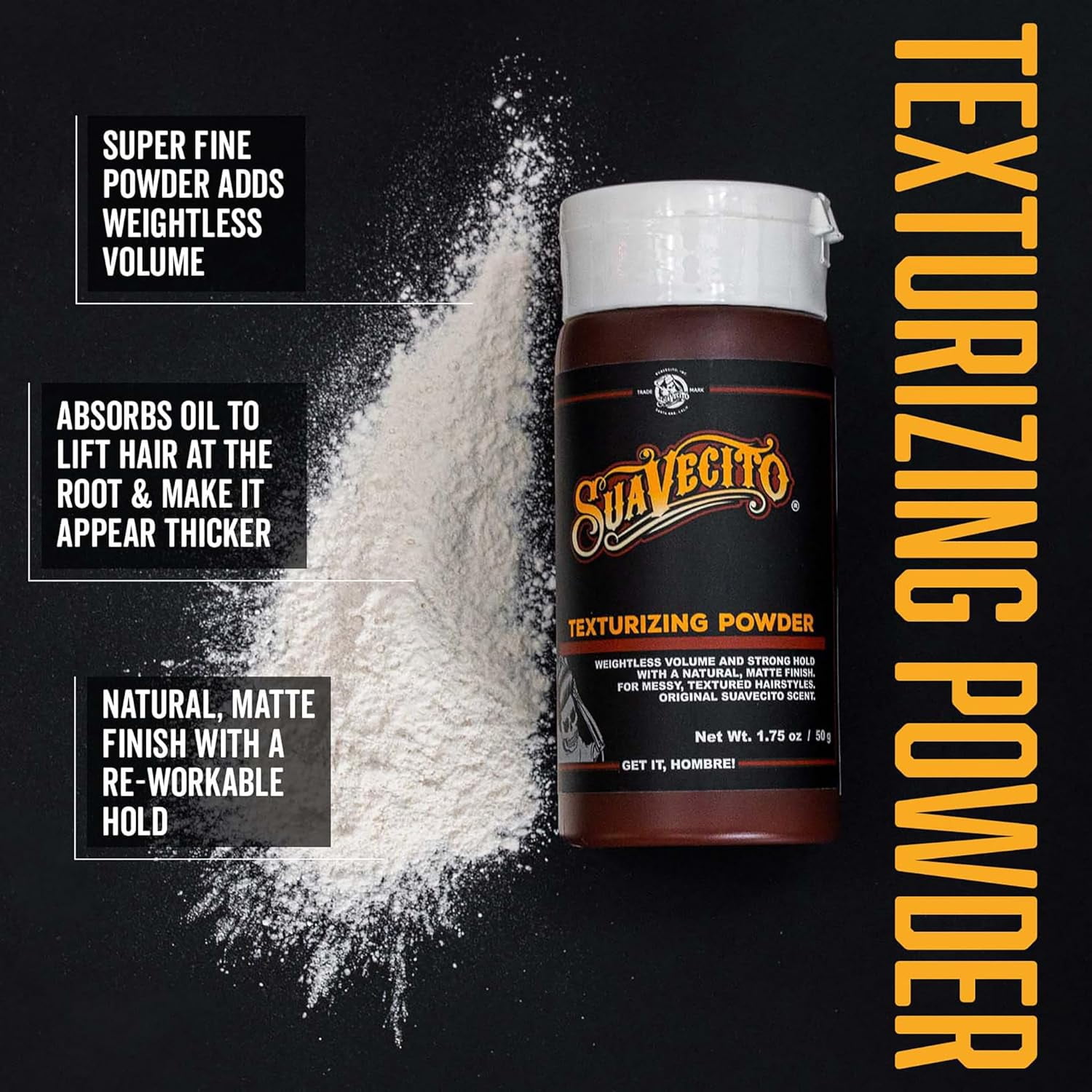 Suavecito Texturizing Hair Styling Powder, for All Hair Types, with Strong Hold, 1.75 oz