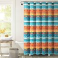 thumbnail image 1 of Cortina de ducha con borde de acuarela Boho Turquesa / Multi 72X72 Lush Decor 16T005979, 1 of 2