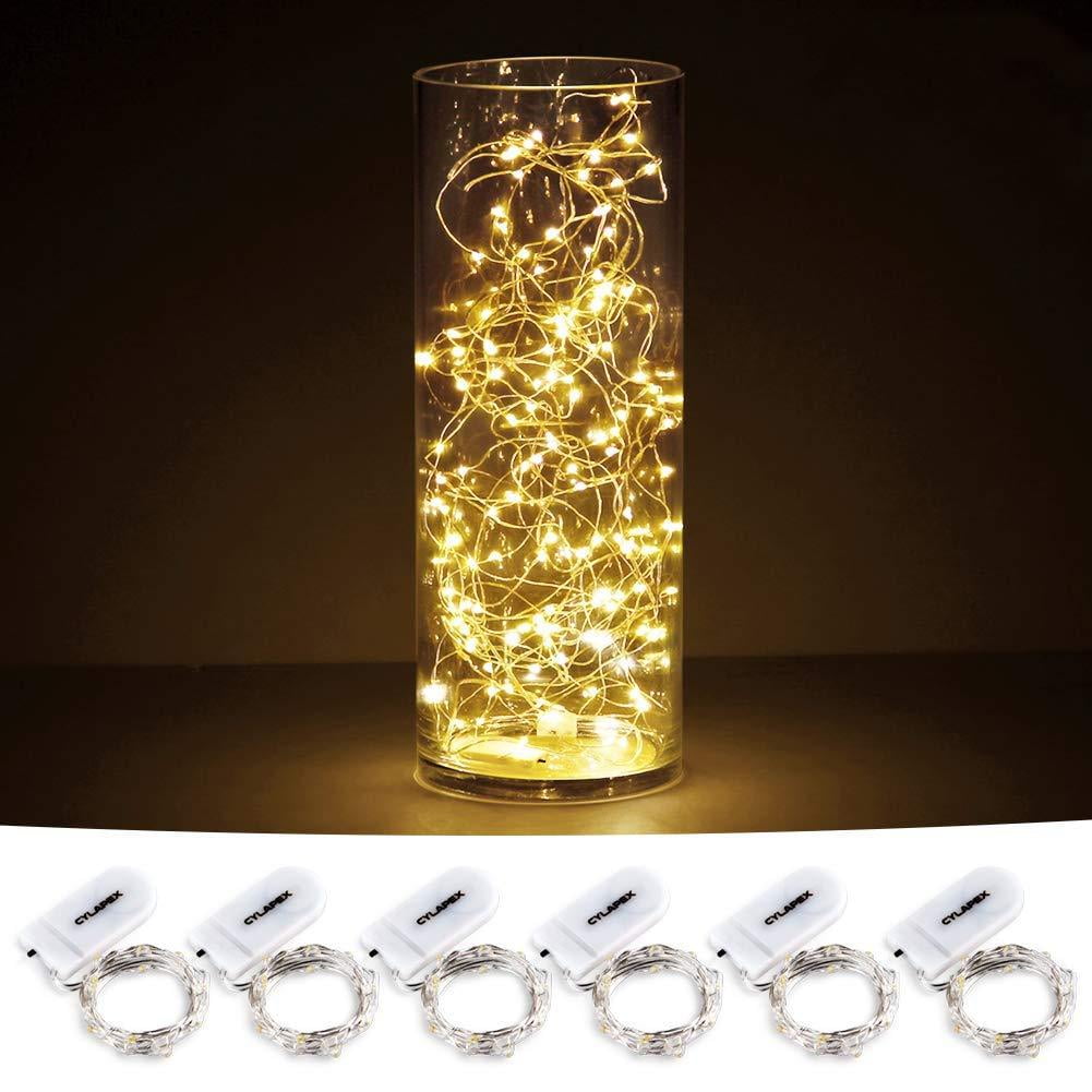 CYLAPEX 12 PCS Fairy Lights Cool White 3.3FT Silvery Copper Wire 20 LED