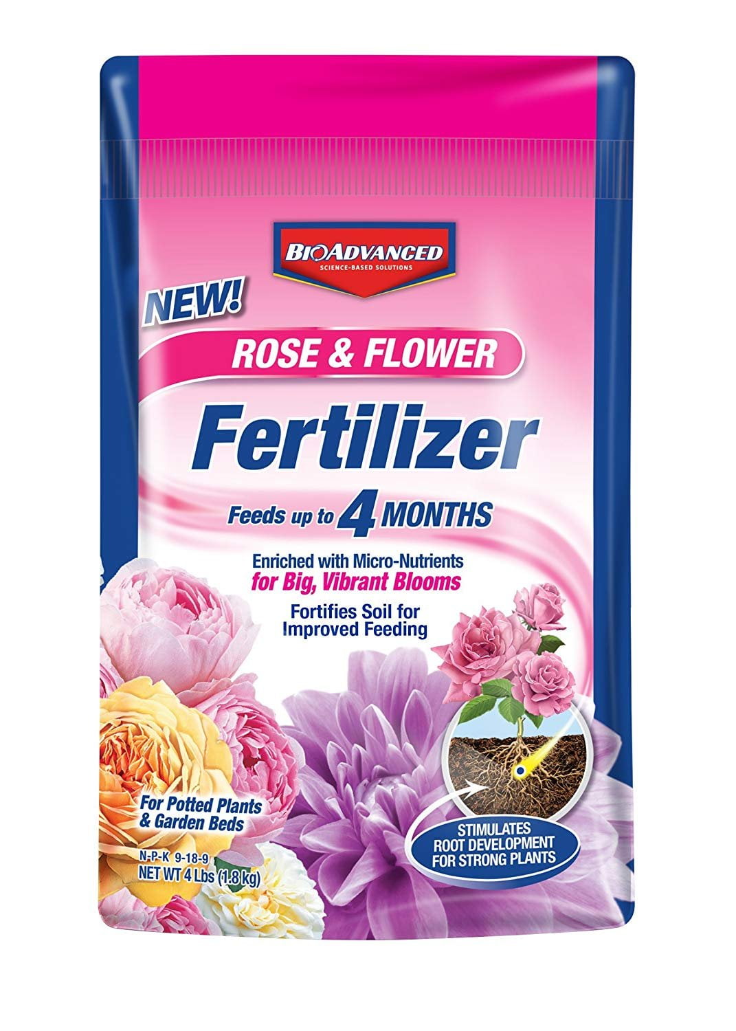 BioAdvanced 709100A Rose & Flower Fertilizer, Granules, 4 lb