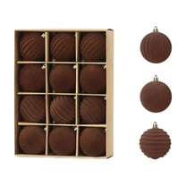 hulanddfd Velvet Christmas Ball Ornaments Pack of 12pcs Coffee Shatterproof Flocked Xmas Balls Xmas Hanging Decoration for Tree Railing and Wedding Home Decor 6cm/2.36"