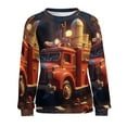 thumbnail image 7 of Fire Engine Car Truck Women's Floral Printed Sweatshirt Long Sleeve Crewneck Casual Loose Vintage Graphic Pullover Tops, 7 of 7
