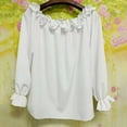 thumbnail image 3 of VIWORLD Women's Boho Off-Shoulder Long Sleeve Ruffle Blouse with Lantern Sleeves Vacation Date Night Top White，XL, 3 of 5