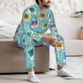 thumbnail image 7 of Naloa World Travel1 Men’s Pajamas Set - Long Sleeve Button Down Sleep Shirt and Pajama Bottoms Sleepwear Set-X-Large, 7 of 7