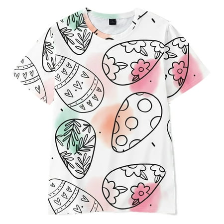

Easter Printing Children Harajuku Fashion Short-Sleeved Casual Top(C09-Size 110)